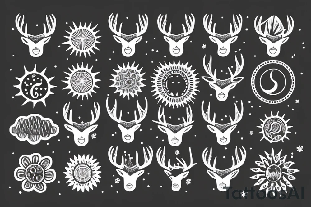 deer with sun tattoo idea
