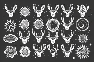 deer with sun tattoo idea
