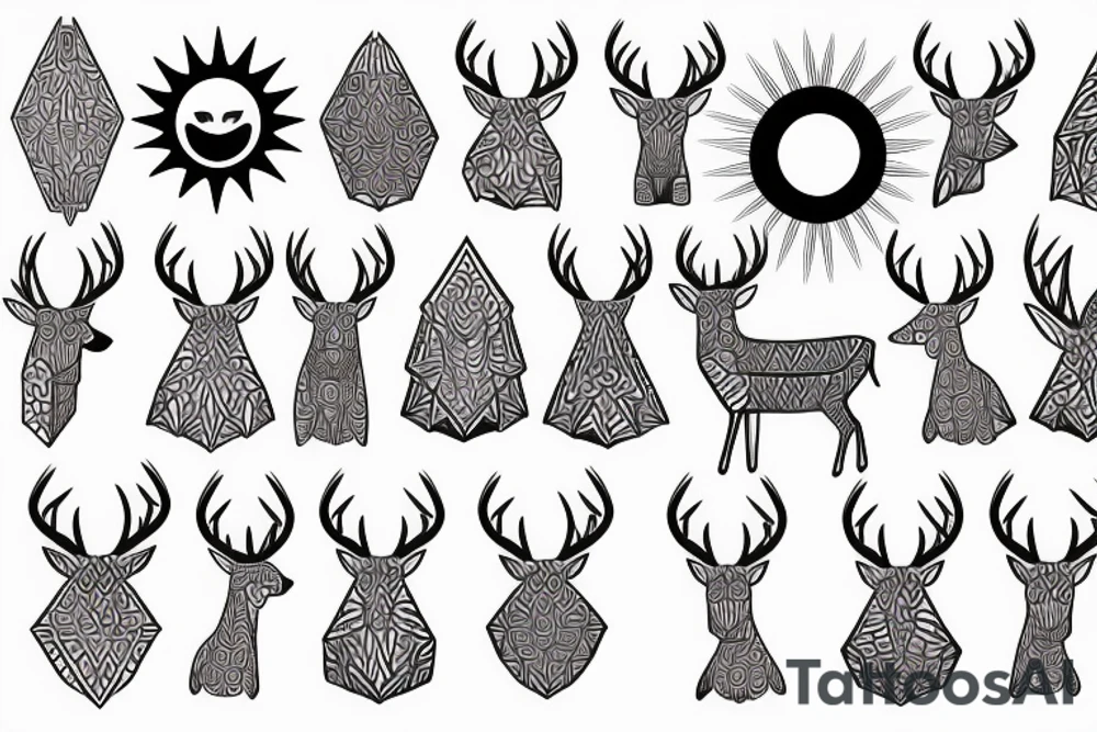 deer with sun tattoo idea