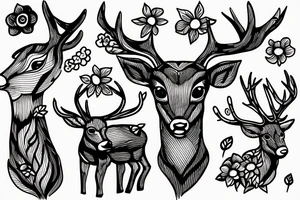 deer with flower tattoo idea
