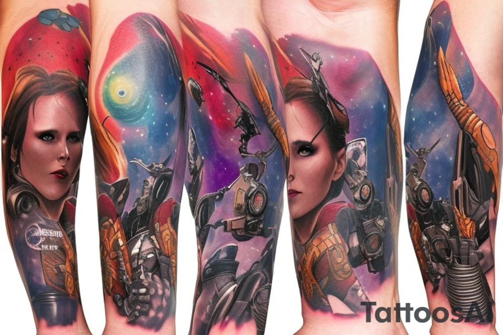 Guardians of the galaxy arm sleeve tattoo idea