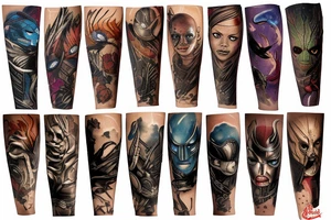 Guardians of the galaxy arm sleeve tattoo idea