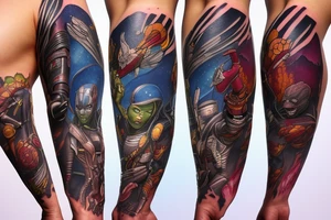Guardians of the galaxy arm sleeve tattoo idea