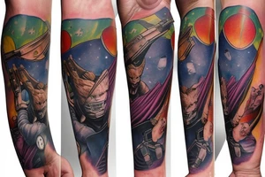 Marvels Guardians of the galaxy arm sleeve tattoo idea