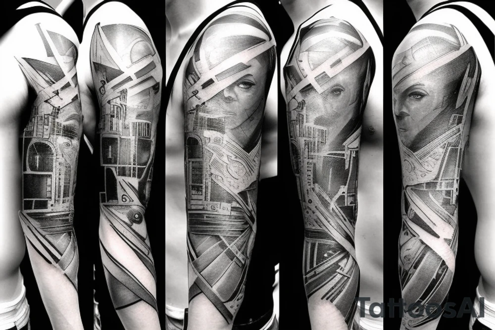 Cyberpunk sleeve tattoo idea