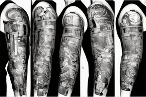 Cyberpunk sleeve, Electronics tattoo idea