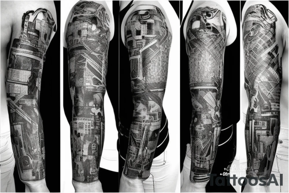 Cyberpunk sleeve, Electronics, Edgy tattoo idea