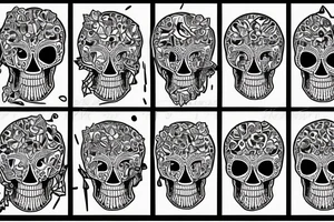 Hexagonal Patters with a glitching skull tattoo idea