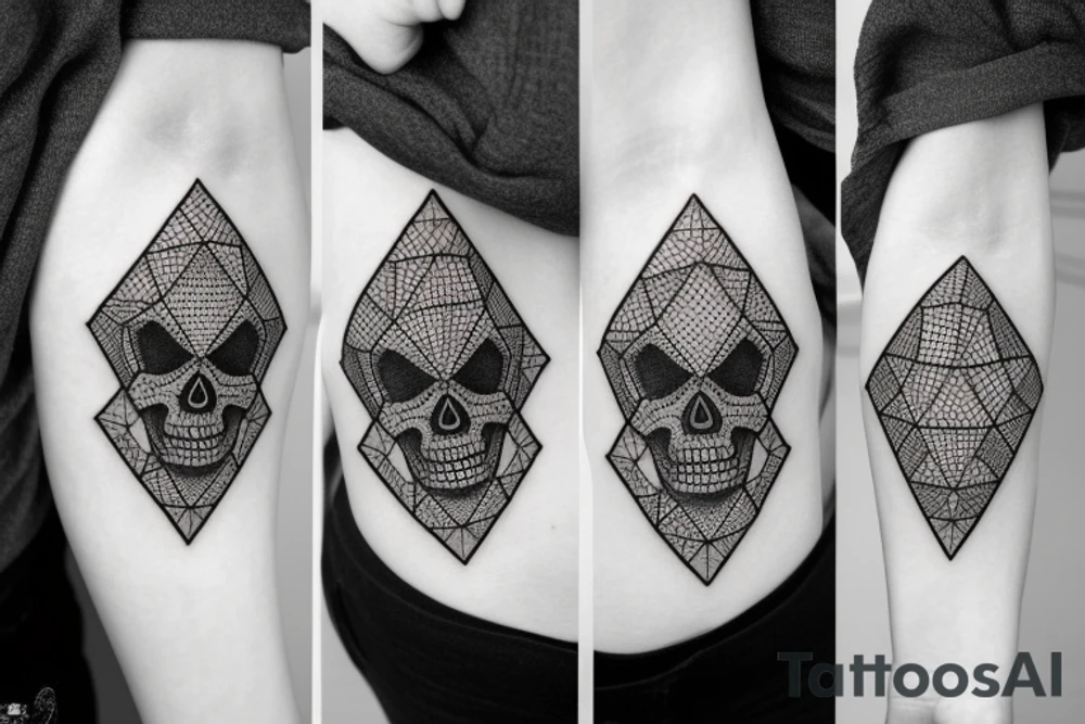 Hexagonal Patters with a glitching skull tattoo idea