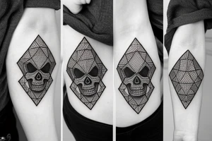 Hexagonal Patters with a glitching skull tattoo idea