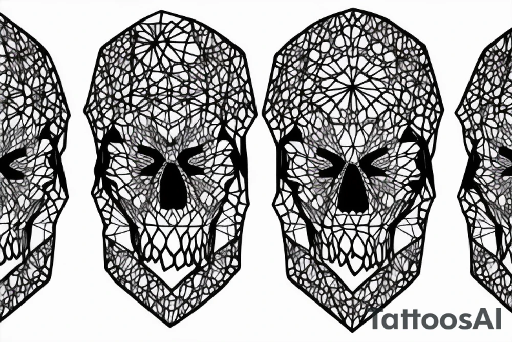 Hexagonal Patters with a glitching skull. Half sleeve. tattoo idea