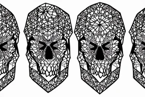 Hexagonal Patters with a glitching skull. Half sleeve. tattoo idea