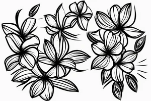 a hand pinching a string of plumeria flowers tattoo idea