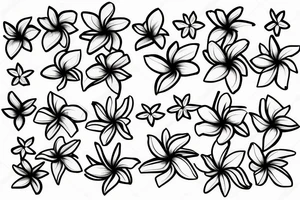 a hand pinching a string of plumeria flowers tattoo idea