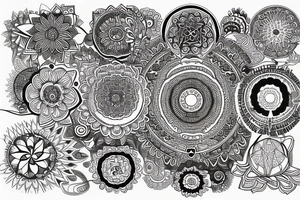 Mandala with koy and psychedelics tattoo idea