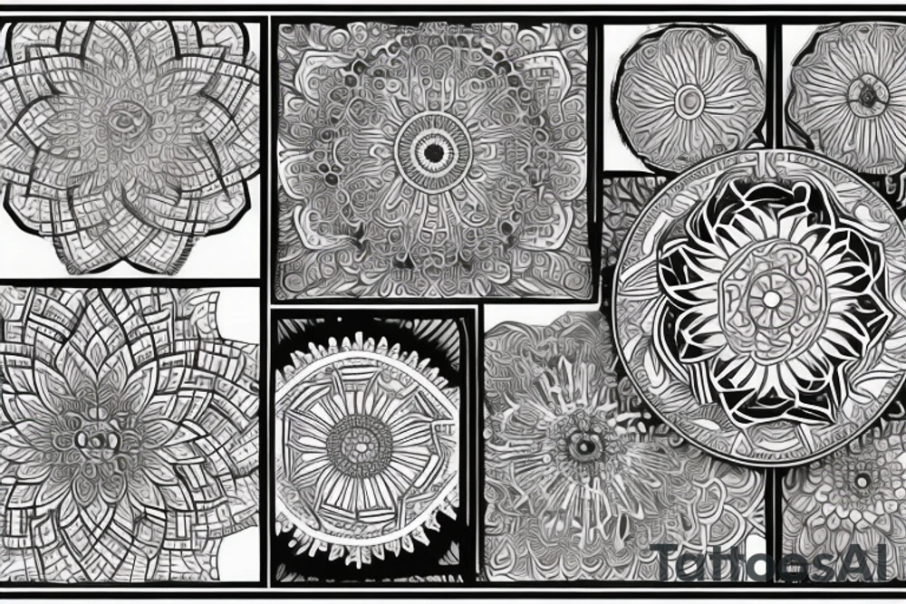 Mandala with koy and psychedelics tattoo idea