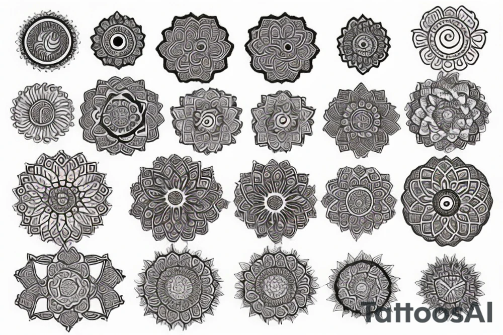 Mandala with koy and psychedelics tattoo idea