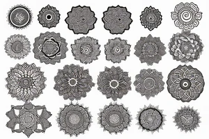Mandala with koy and psychedelics tattoo idea