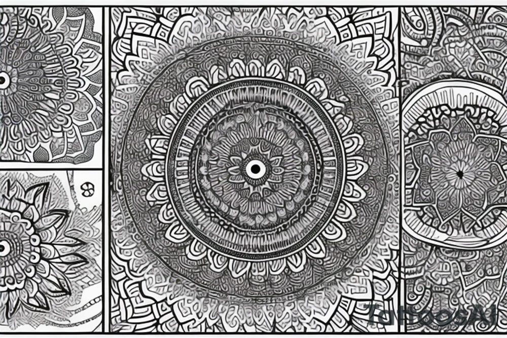 Mandala with koy and psychedelics tattoo idea