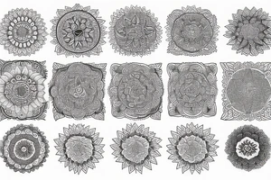 Mandala with koy and psychedelics tattoo idea