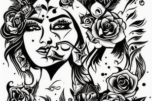 chicano woman smoking a joint tattoo idea
