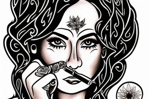 chicano woman smoking a joint tattoo idea