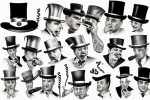 al capone wearing a top hat smoking a cigarette while playing poker tattoo idea