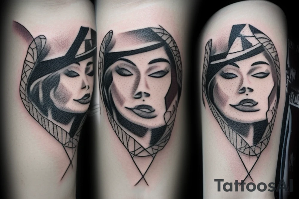 Chicano woman smoking a cigarette while holding a gun tattoo idea