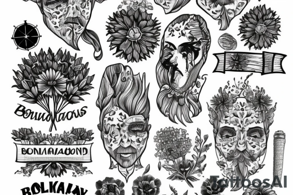 belarus map outline with cornflowers tattoo idea