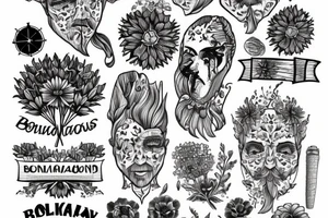 belarus map outline with cornflowers tattoo idea