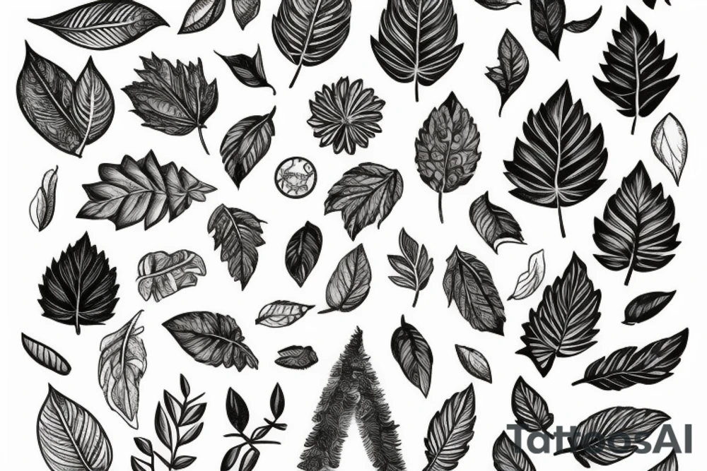 minsk map with leaves inside tattoo idea