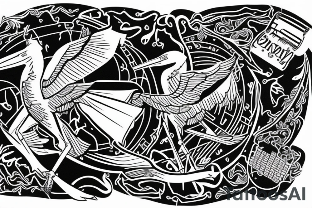 belarus map outline with stork inside tattoo idea