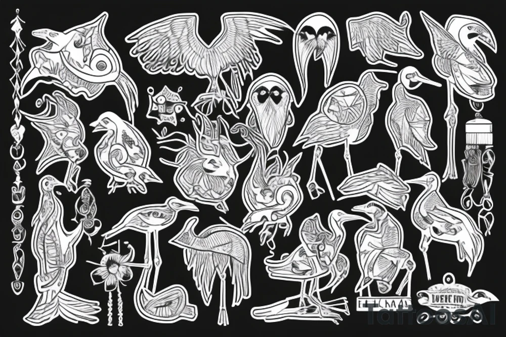 belarus map with stork inside tattoo idea