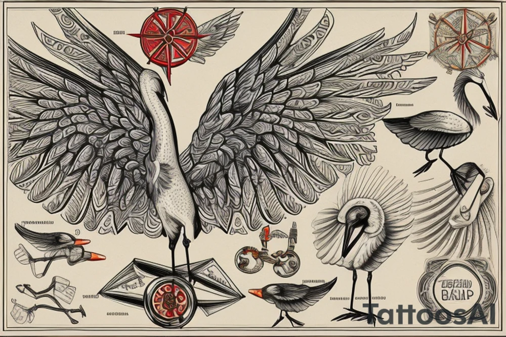 belarus map with stork inside tattoo idea