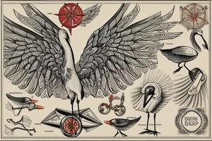 belarus map with stork inside tattoo idea