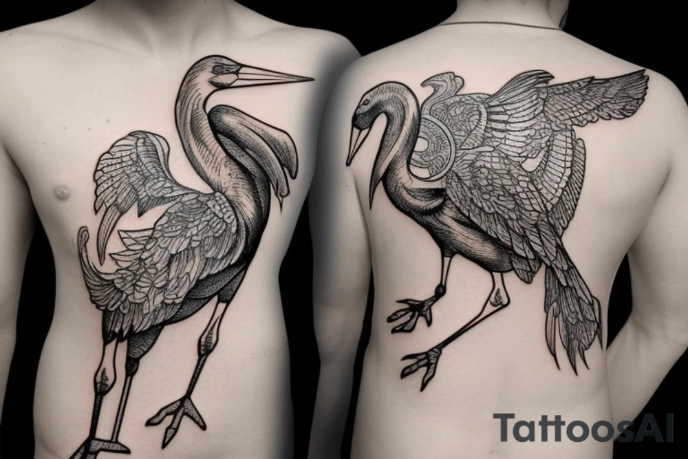 belarus map with stork inside tattoo idea