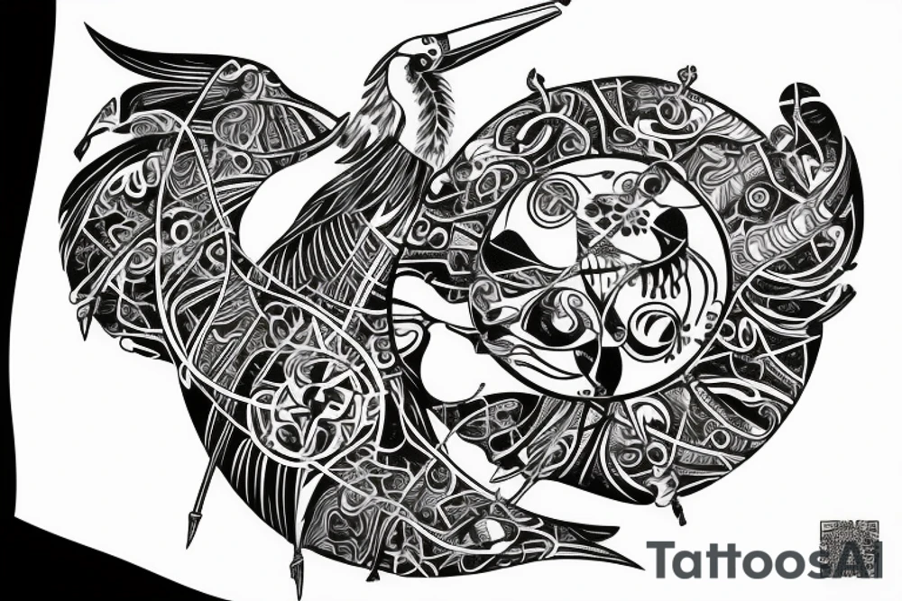 belarus map with stork inside tattoo idea