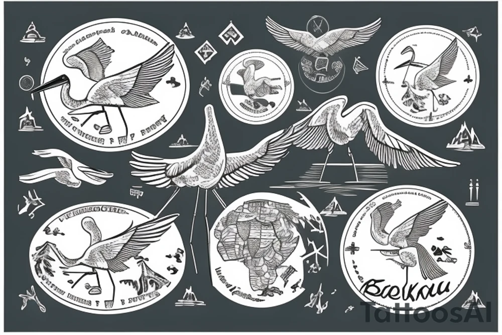 belarus map with stork inside tattoo idea