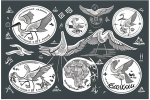 belarus map with stork inside tattoo idea