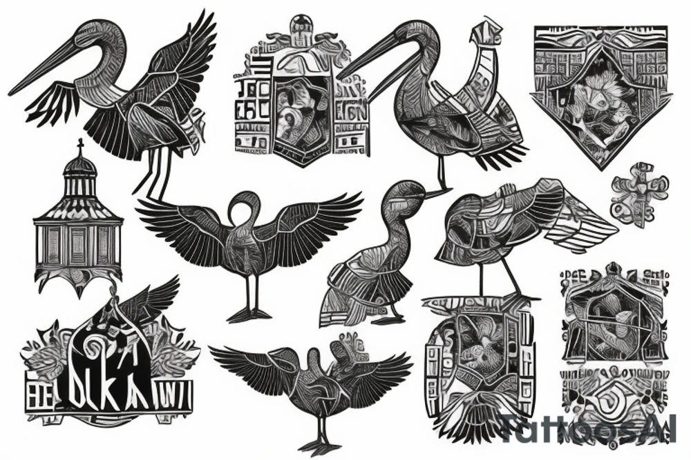 belarus map with stork inside tattoo idea