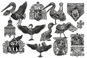 belarus map with stork inside tattoo idea
