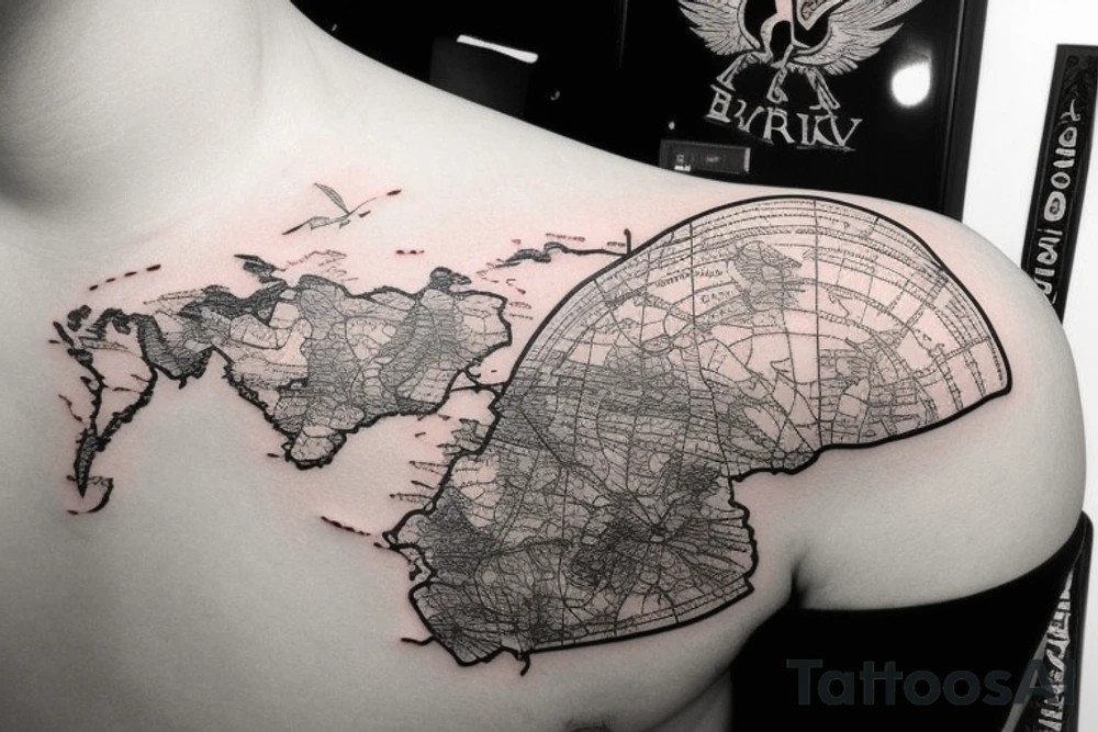 belarus map with stork inside tattoo idea
