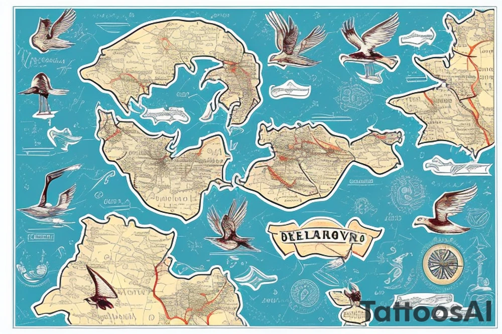 belarus map with stork inside tattoo idea