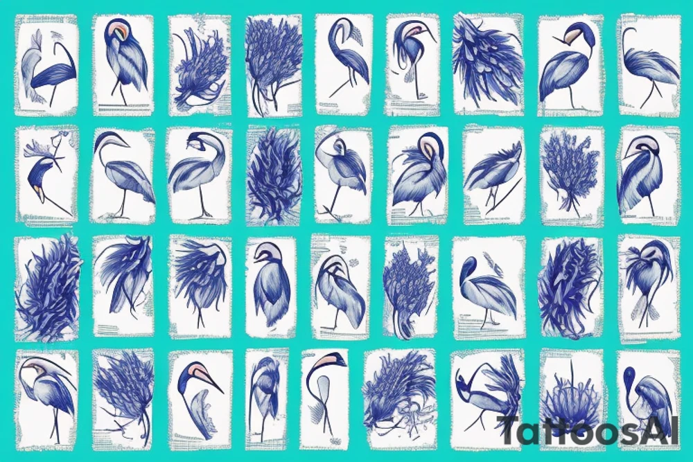 stork in cornflowers tattoo idea