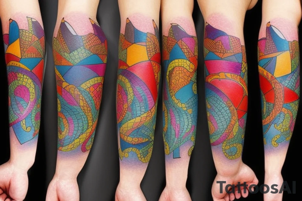 color bookshelf tattoo idea