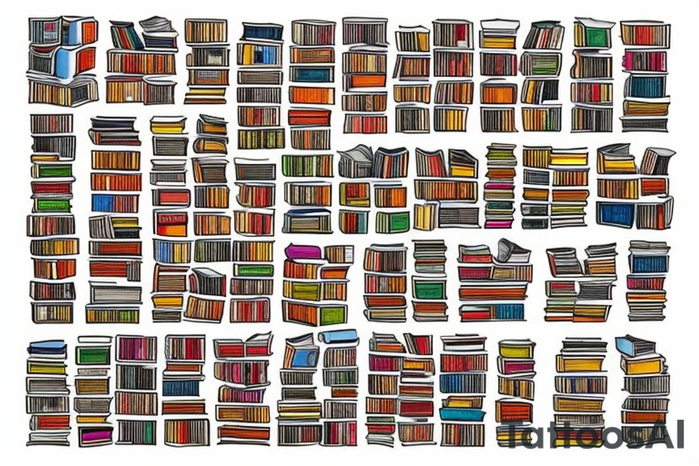 color bookshelf tattoo idea