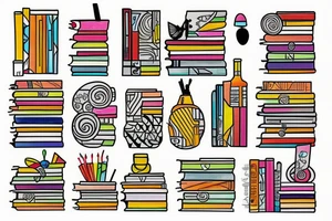 color bookshelf tattoo idea