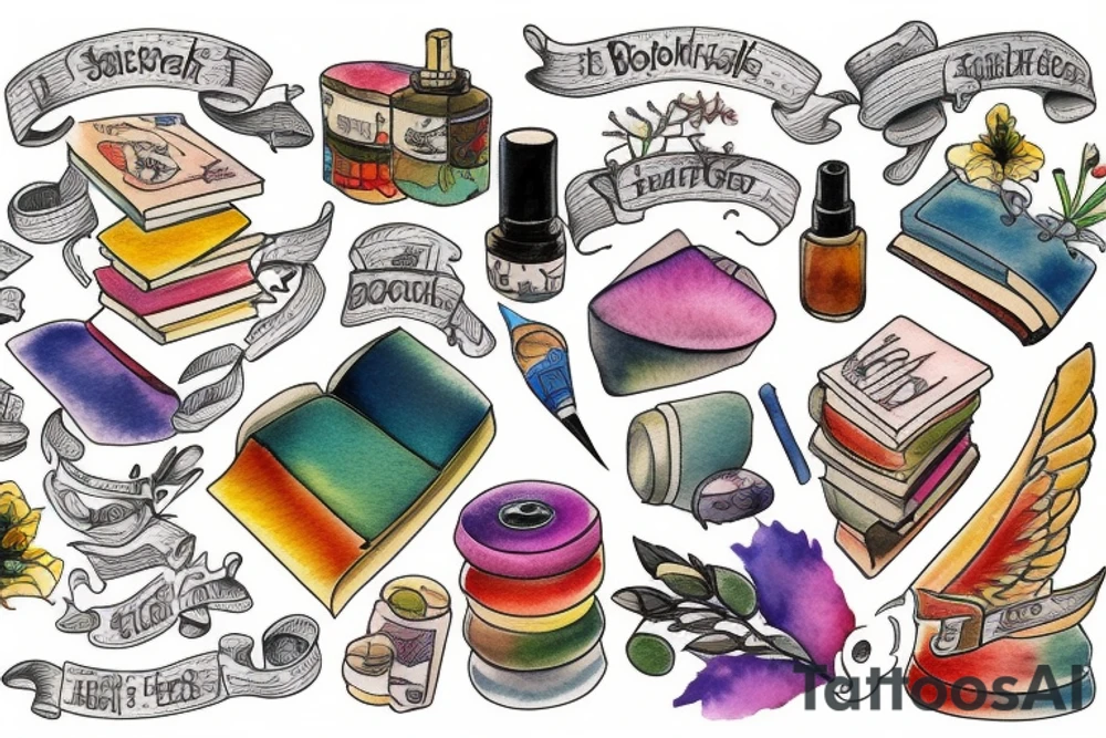 color bookshelf tattoo idea