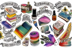 color bookshelf tattoo idea