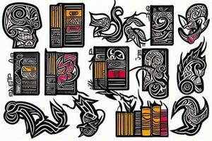 color bookshelf tattoo idea